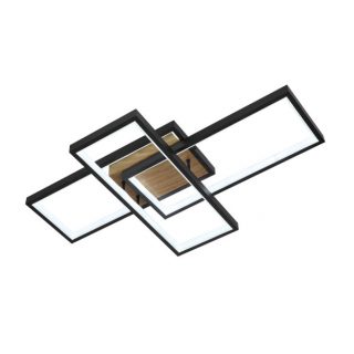 Plafon Madaleta 104w 3000-4000-6500k Negro/madera 11440 Lm C/remoto,memoria Y Reg.intensidad 9,5x62x38,5cm