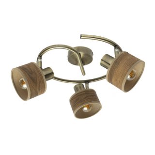 Plafon Nando 3xe14 Cuero/mad.oscura Focos Orientables 16x35x35 Cm