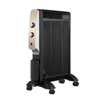 Radiador De Mica Abrigo 1500w 3elem Negro/oro 2potencias Antivuelco,luz Indicadora Termost.regulable 61,5x47x26,5cm