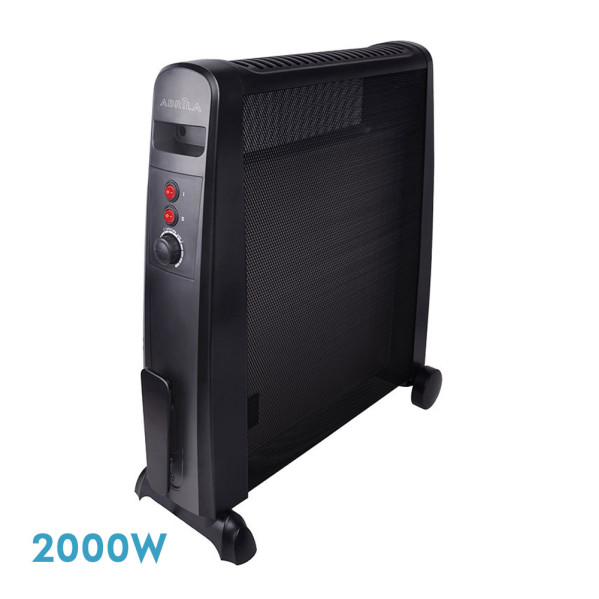 Radiador De Mica Otoño 2000w 2elementos Negro 2poteencias Antivuelco,termostato, C/ruedas 64,8x52,5x23cm