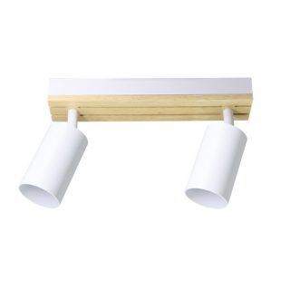 Regleta Waikato 2xgu10 Blanco/madera Orientable 16,5x26x5,5cm