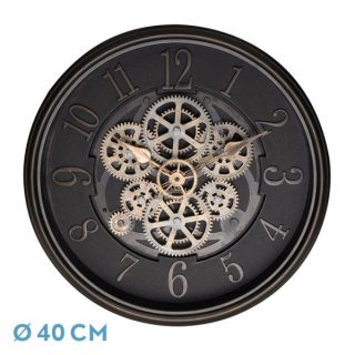 Reloj De Pared Ardales Marrón/Cuero 40x40x7cm Engranajes Con Movimiento