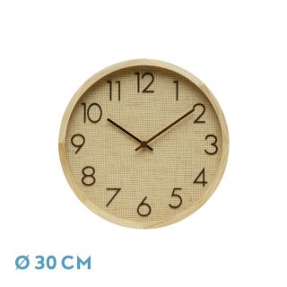 Reloj De Pared Grenoble Haya/rafia Natural 30x30x4cm Mov. Continuo
