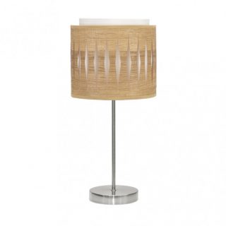 Sobremesa Alexandra 1xe14 Niquel/madera Clara 42x17x17 Cm