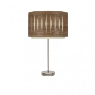 Sobremesa Alto Alexandra 1xe27 Cuero/madera Oscura 61x30x30 Cm