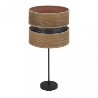 Sobremesa Alto Colet 1xe27 Negro/madera Oscura 61x30x30 Cm