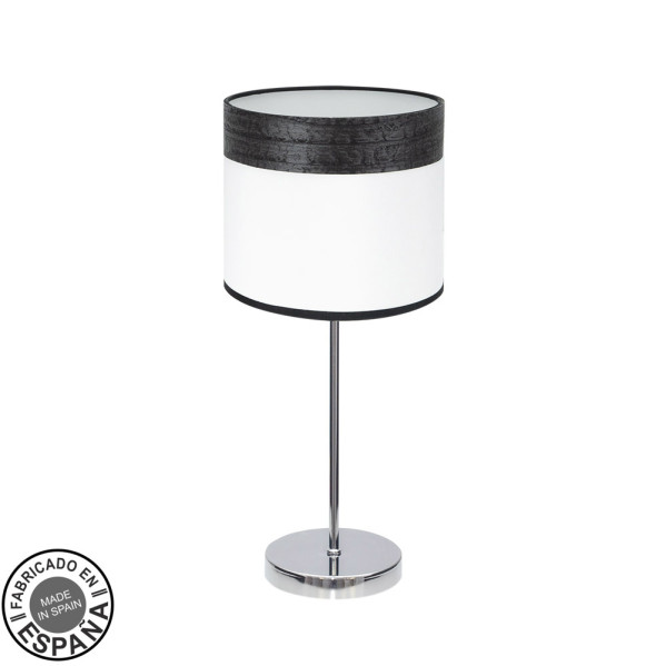 Sobremesa Cloe 1xe14 Cromo/blanca-madera Negra 42X18X18 CM