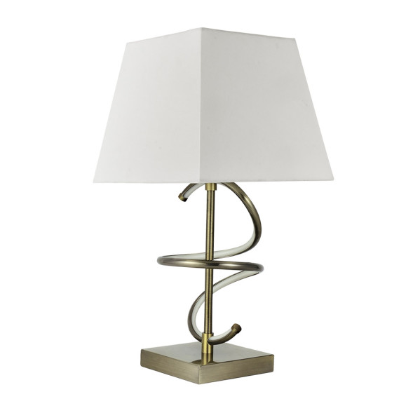 Sobremesa Nueva York 8w 4000k+1xe27 Cuero Pantalla Blanco Roto 600lm 44x23x23 Cm