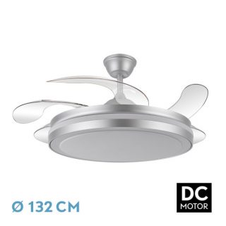 Ventilador Dc Esparta Maxi 80w 10255lm Plata 132d 5asp 3000-4000-6000k Remoto+temporizador+memoria