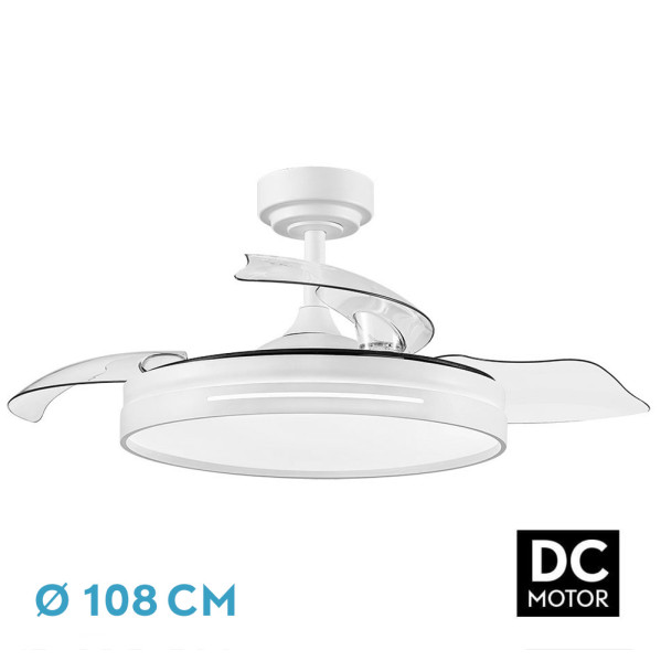 Ventilador DC 59w Micenas Blanco 4 Aspas Transp. 106d 6 Veloc. 6980lm 3 Colores C/remoto, Reg.intensidad, Memoria Y Temporiz.26