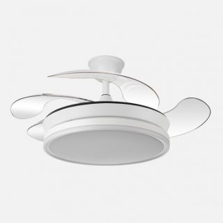 Ventilador Dc Bayomo Blanco 59w 6980lm 91d 4asp.desplegables 3000-4000-6000k Remoto, Regulable Intensidad, Temporizador, Memoria