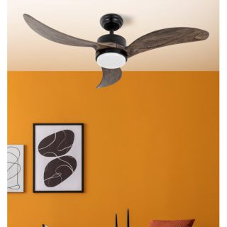 Ventilador Dc Bembezar 24w Negro 3aspas Roble 107d 2424 Lm 3000-4000-6500k Remoto+regulador Intensidad+temporizador+memoria