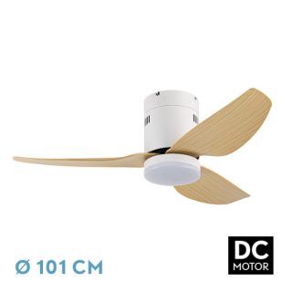 Ventilador Dc Borax 20w Blanco 3aspas Haya 6velocidades 3000-4000-6500k 2350lm Remoto , Memoria Y Temporizados 27x101x101 Cm