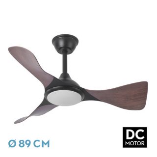 Ventilador Dc Caiman 36w 3600lm Negro/roble 89d 3aspas 6vel 3000-4500-6500k Remoto+reg.intensidad+memoroa+temporizador