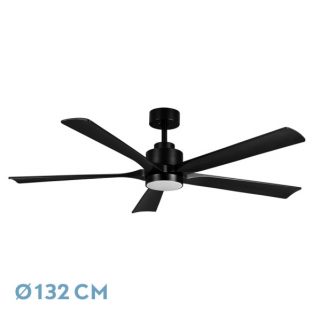 Ventilador Dc Cairo 24w 2400lm Negro 5aspas 132d 3000k,4500k,6000k Remoto+temporizador+memoria