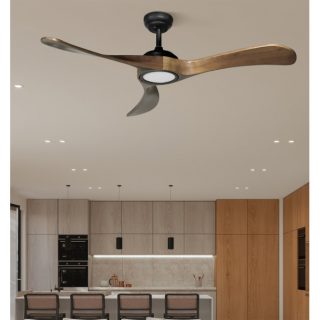 Ventilador Dc Castelo 18w Negro/roble 3aspas 132d Regulable Intensidad 2250lm 3000k,4000k,6000k Remoto+temporizador+memoria