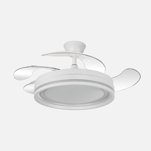 Ventilador Dc Cerrato Blanco 59w 4aspas Desplegables 107d 6980lm 6vel 3000k,4000k,6000k, Remoto+reg.intens.+temporizador+memoria