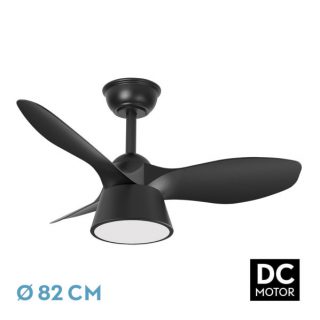 Ventilador Dc Cubico 36w 2680lm Negro 3 Aspas 82d 3000k,4500k,6000k,remoto+tempor+memoria