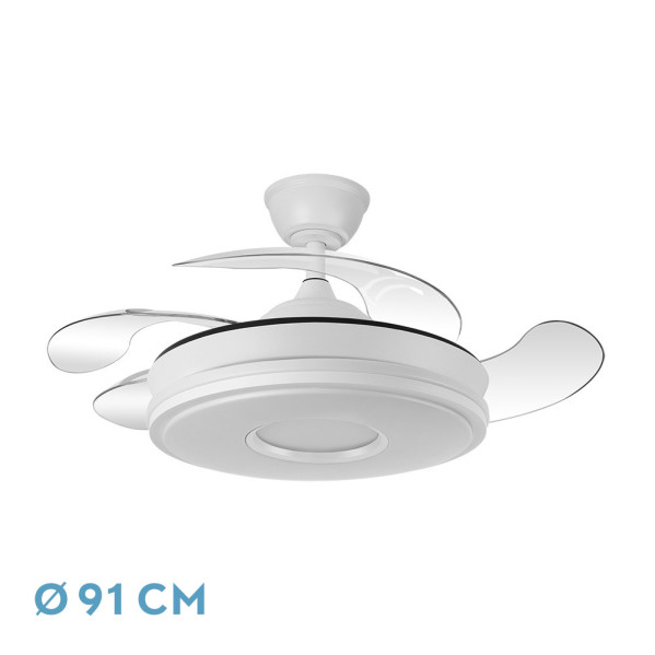 Ventilador Dc Dani 59w 6980lm Blanco 4aspas 6velocidades 91d 3000-4000-6000k Remot+reg.intensidad+memori+tempor