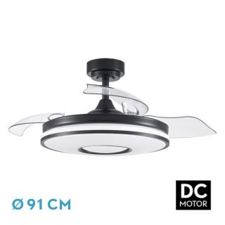 Ventilador Dc Dani 48w 4800lm Negro 3aspas 6velocidades 91d 3000-4000-6000k Remoto+memoria+temporizador