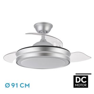 Ventilador Dc Esparta Mini Plata 59w 6980lm 91d 3asp.d Esp.3000-4000-6000k Remoto+tempor+memori