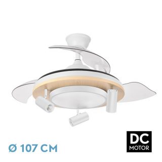 Ventilador Dc Gladiator 37+15w Blanco/haya 3asp.107d 3980lm 3000-4500-6500k Remoto+memoria+temporizador