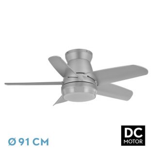 Ventilador Dc Neutron 24w 2400lm Plata 5 Aspas 91d 3000k,4500k,6000k, Remoto+temporizador+memoria
