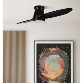 Ventilador Dc Nordic 24w 2400lm Negro 2 Aspas 132d 3000k,4500k,6000k, Remoto+temporizador+memoria