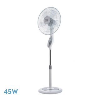 Ventilador De Pie Floxo Blanco/gris 3 Vel. 45w C/remoto Temporizador 5 Aspas Regx44,5x40 Cm