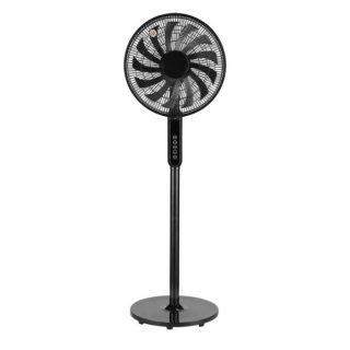 Ventilador De Pie Torbellino Negro 3velocidades 60w 13aspas Regx41x41 Display Oscilante, Remoto, Temporizador