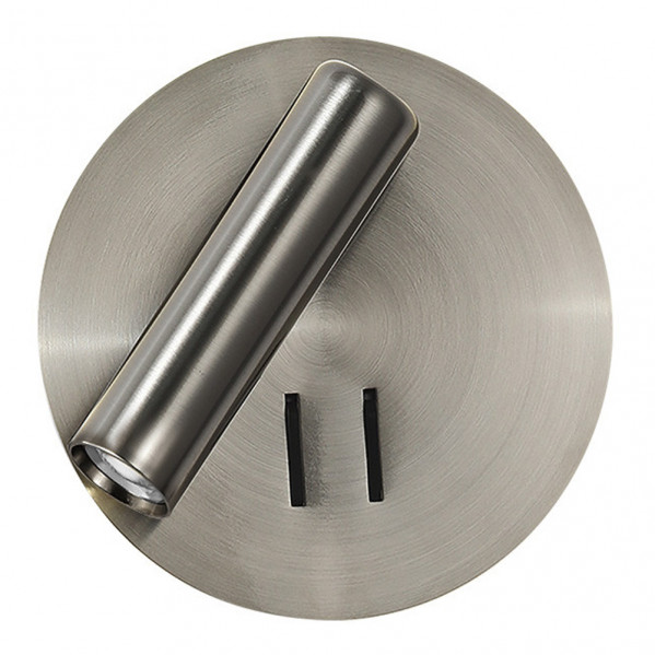 Aplique 2+6w 4000k Manet Redondo Niquel 130lm Doble Encendido 14x14x12 Cm