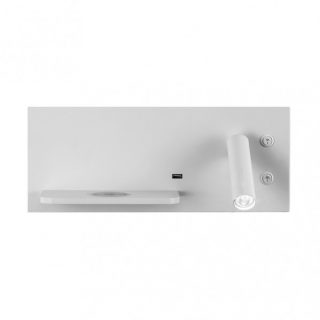 Aplique 2+8w 4000k Velazquez Dcho Blanco Usb+qi  130lm Doble Encendido 14x35x14 Cm