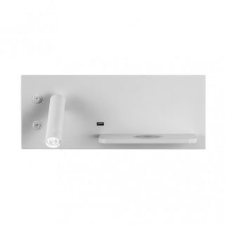 Aplique 2+8w 4000k Velazquez Izqdo Blanco Usb+qi 130lm Doble Encendido 14x35x14 Cm