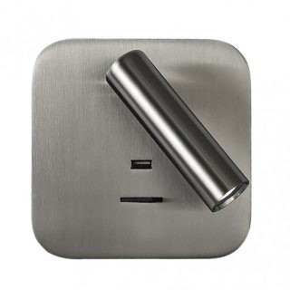 Aplique 3w 4000k Giotto Cuadrado Niquel Puerto Usb 150lm C/interruptor 14x14x12cm Orientb