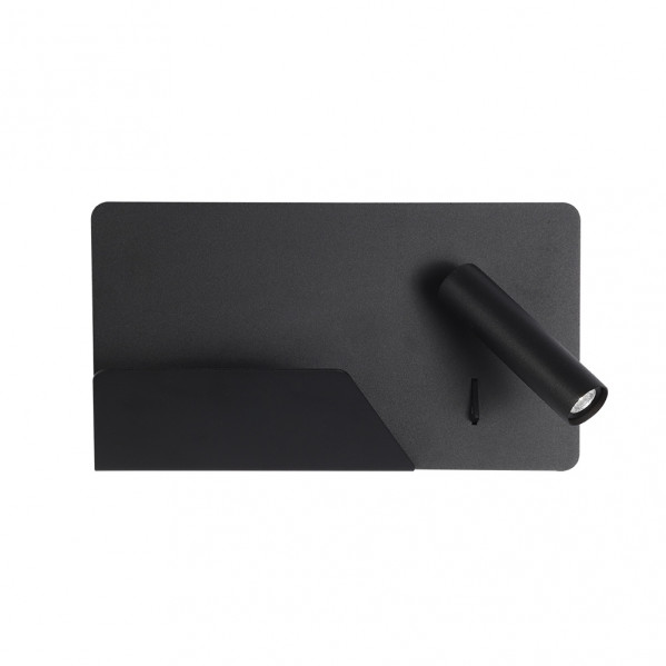 Aplique 3w 4000k Miguel Angel Dcho Negro C/usb Y Estante 150lm 16x28x12 Cm Orientable