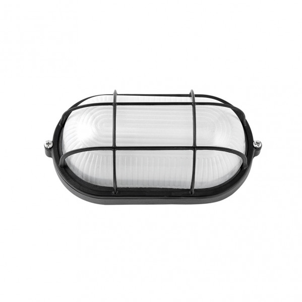 Aplique Ext. Oval Aluminio Apus Peq. 1xe27 Negro 9x21x10,5 Cm Ip44