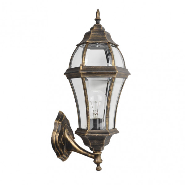 Aplique Exterior Aluminio Becrux 1xe27 Neg/oro Ip44 59,5x25x26 Cm