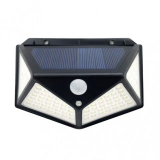 Aplique Solar  6000k Kira Negro 450lm Ip65 9,5x13,5x5cm Sensor Mov.Crepusc.
