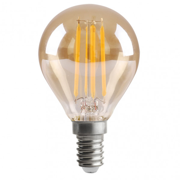 Bombilla Filamento Esferica 7x4,5d 4w 380lm E14 Ambar 2700k