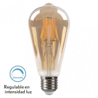 Bombilla Filamento Pebetero 14x6,5d 8w Regulable 700lm E27 Ambar 2700k
