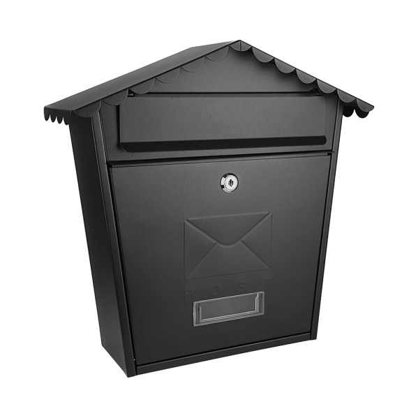 Buzon De Correo Olena Acero Galvanizado Negro 37x36x13,5 Cm Tejado Antilluvia, Cerradura Cilindrica