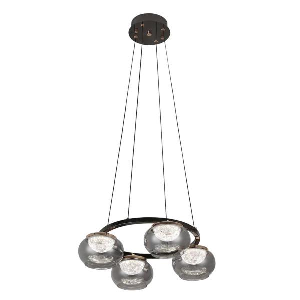 Colgante Pompeya 4l Neg 28w 3000-4000-6000k C/remoto Y Reg.intensidad 2520lm Regx48x48 Cm