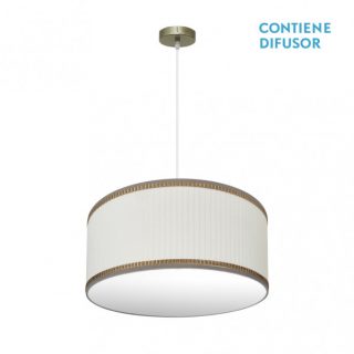 Colgante Soprano 2xe27 Cuero/beis Regx50x50 Cm