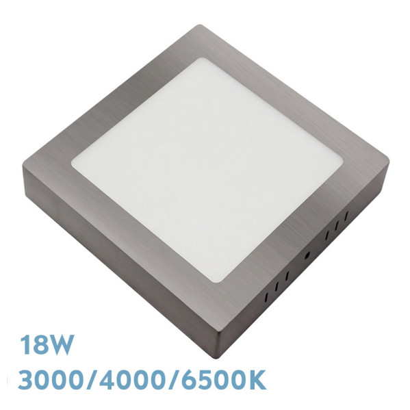 Downlight Superf.gabro 18w 3000k-4000k-6500k Niquel 1620lm 3,5x22x22 Cm