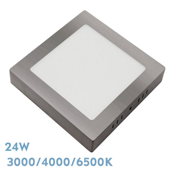 Downlight Superf.gabro 24w 3000k-4000k-6500k Niquel 2160lm 3,5x29x29 Cm