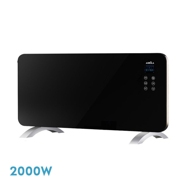 Emisor Termico Cristal Himalaya 2000w Negro 2pot Xaluminio,remoto,temporizador,ip24 38x92x6,86 Cm