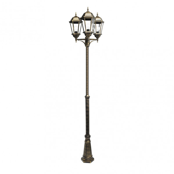 Farola Exterior Aluminio Regulus 3xe27 Neg/oro 230x60x60 Cm Regulable En Altura Ip44