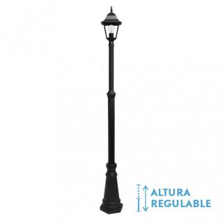 Farola Exterior Aluminio Spica 1xe27 Negro Ip44 220x20x20 Cm Regulable En Altura