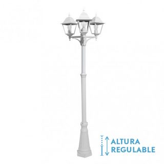 Farola Exterior Aluminio Spica 3xe27 Blanco Ip44 220x62x62 Cm Regulable En Altura