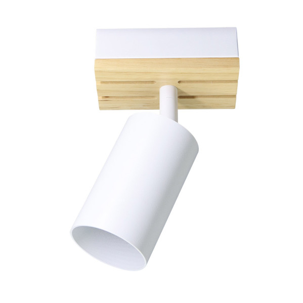 Foco Waikato 1xgu10 Blanco/madera Orientable 16,5x10x5,5cm